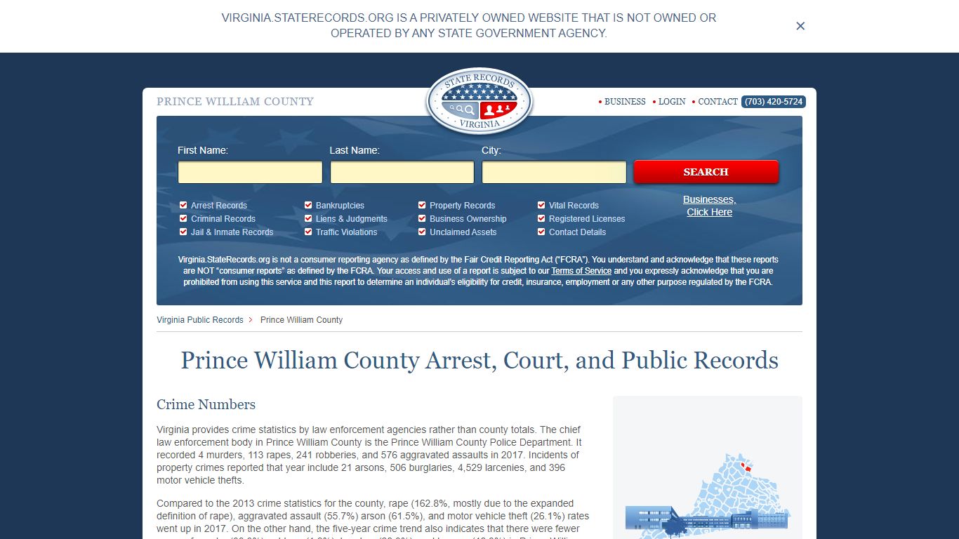 Prince William County Arrest, Court, and Public Records